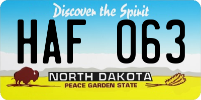 ND license plate HAF063