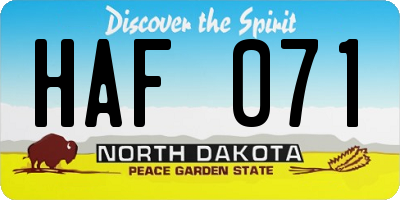 ND license plate HAF071