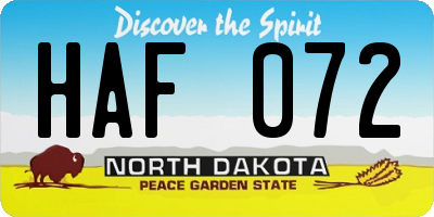 ND license plate HAF072
