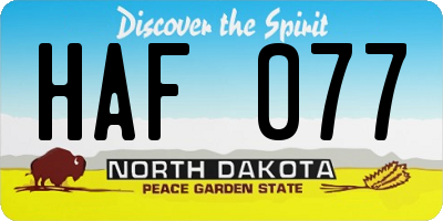 ND license plate HAF077