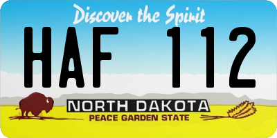 ND license plate HAF112