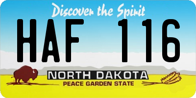 ND license plate HAF116