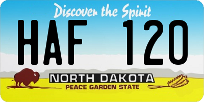 ND license plate HAF120