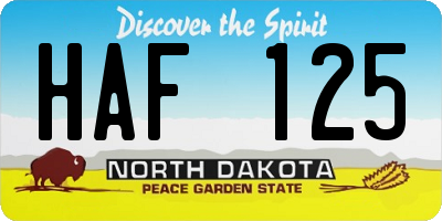 ND license plate HAF125