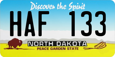 ND license plate HAF133