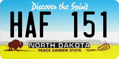 ND license plate HAF151