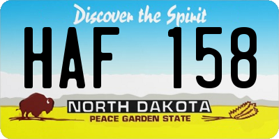 ND license plate HAF158