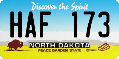 ND license plate HAF173