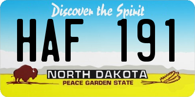 ND license plate HAF191
