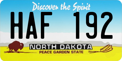 ND license plate HAF192