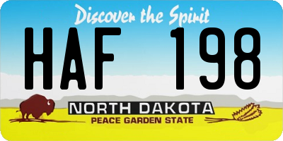 ND license plate HAF198