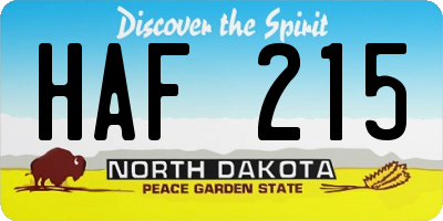 ND license plate HAF215