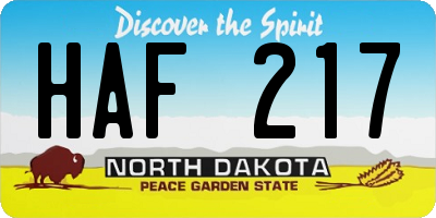 ND license plate HAF217