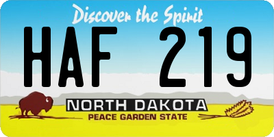 ND license plate HAF219