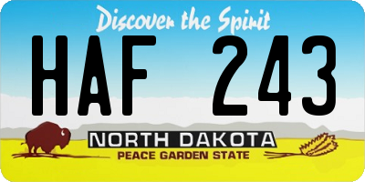 ND license plate HAF243