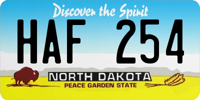ND license plate HAF254