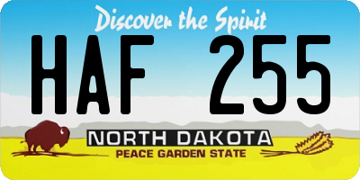 ND license plate HAF255