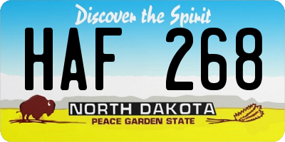 ND license plate HAF268