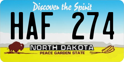ND license plate HAF274