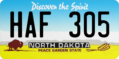 ND license plate HAF305