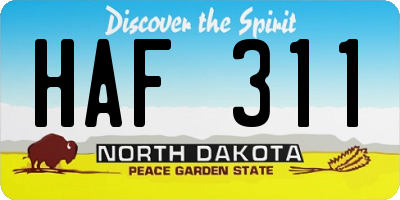 ND license plate HAF311