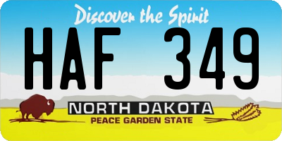 ND license plate HAF349