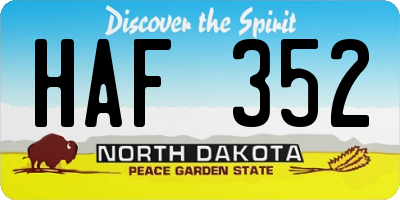 ND license plate HAF352