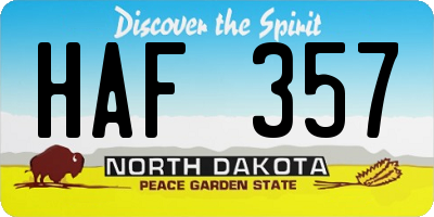 ND license plate HAF357