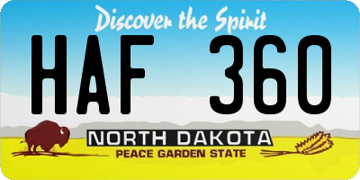 ND license plate HAF360