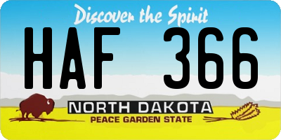 ND license plate HAF366