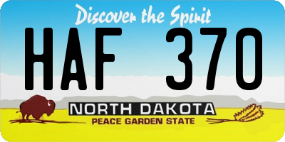 ND license plate HAF370