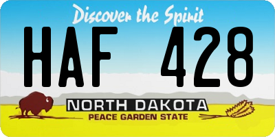 ND license plate HAF428