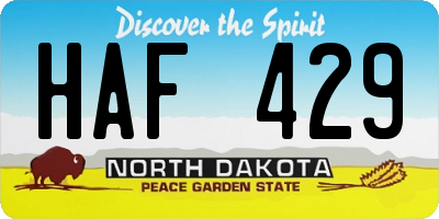 ND license plate HAF429