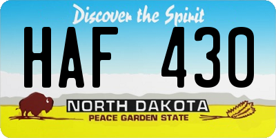 ND license plate HAF430