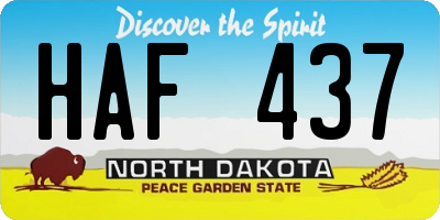 ND license plate HAF437