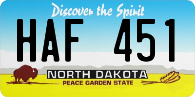 ND license plate HAF451