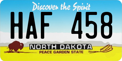 ND license plate HAF458