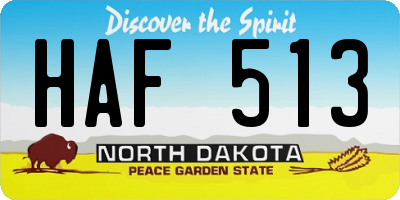 ND license plate HAF513