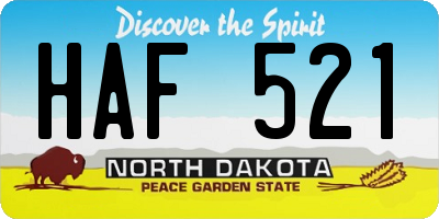 ND license plate HAF521