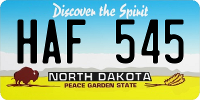 ND license plate HAF545