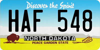 ND license plate HAF548