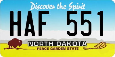 ND license plate HAF551