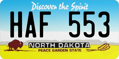 ND license plate HAF553