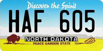 ND license plate HAF605