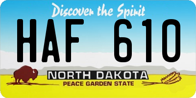 ND license plate HAF610