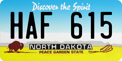 ND license plate HAF615