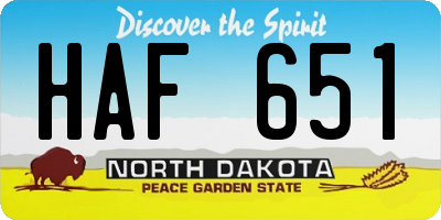 ND license plate HAF651