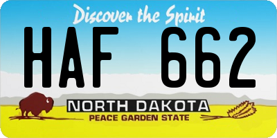 ND license plate HAF662