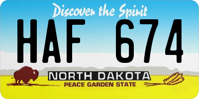 ND license plate HAF674