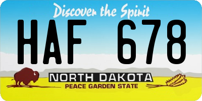 ND license plate HAF678